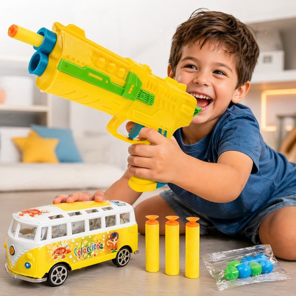 Arminha com Dardos + Kombi de Brinquedo Brinquedo Infantil Resistente Para Crianças