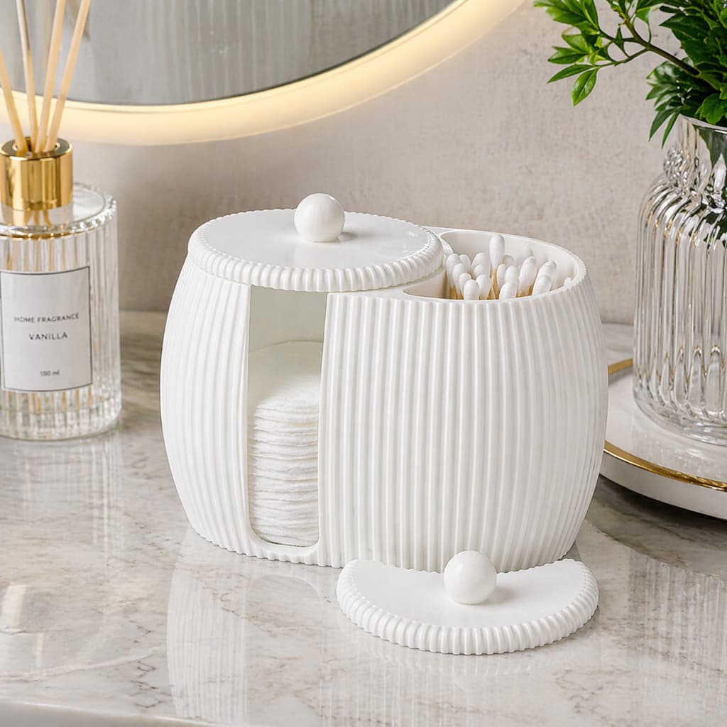 Organizador Porta Cotonetes e Algodão Moderno Elegante Banheiro Quarto Decoração Casa Resistente