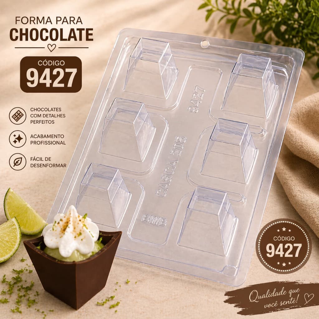 Forma Chocolate Copo Mousse 3 C/ Silicone BWB Cod. 9427