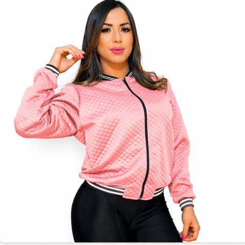 Jaqueta Bomber Feminina Matelassê Premium Zíper Frontal Casaquinho Moda Inverno Casual e Confortável