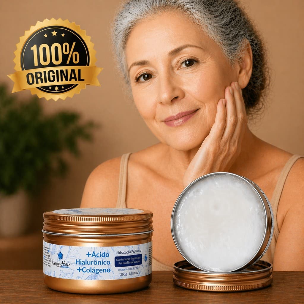 Creme acido hialuronico colageno antirugas antissinais hidratação pele firme suave