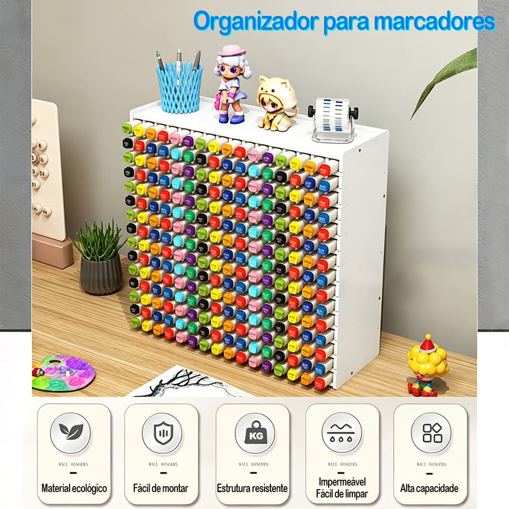 Suporte Organizador para Canetas Marcadores Alta Capacidade Lavável Ecológico Estável