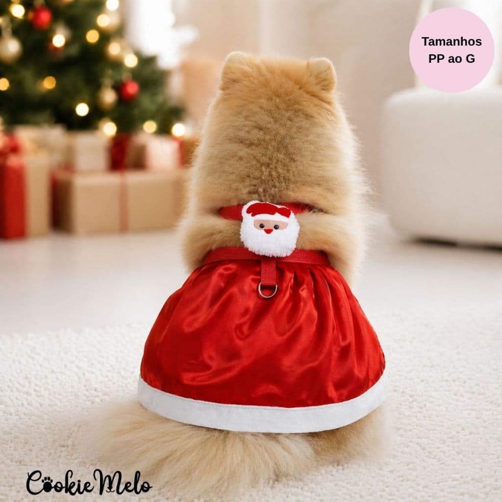Roupa Pet Natal Peitoral Vestido Papai Noel Pet Cachorro Gato Peitoral Fêmea Passeio Viagem Festas