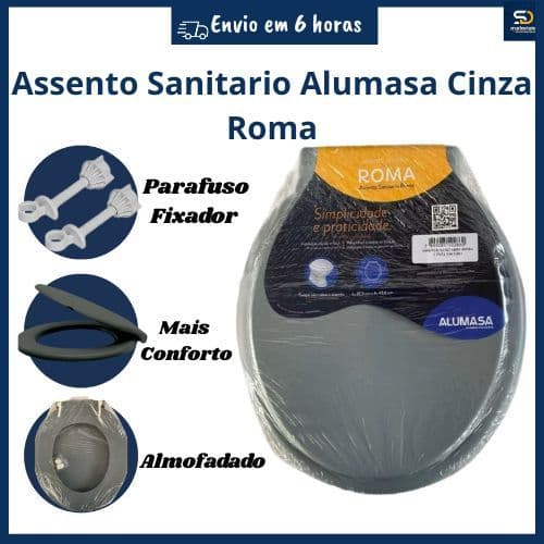 Assento Vaso Sanitario Alumasa Cinza Roma Simples
