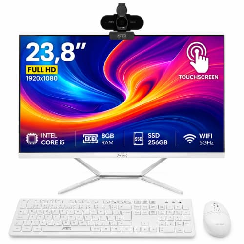 Computador All In One Touch 23,8" Full HD Intel Core i5 8GB SSD 256GB com Teclado Mouse e Webcam