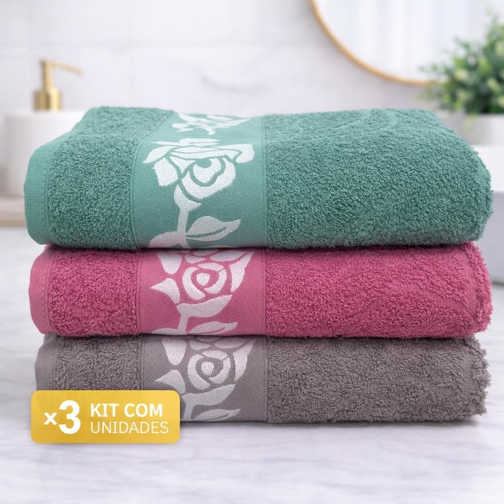 Kit 3 Toalha Banho Bouquet Macia Premium Luxo 100% Algodao Artelar