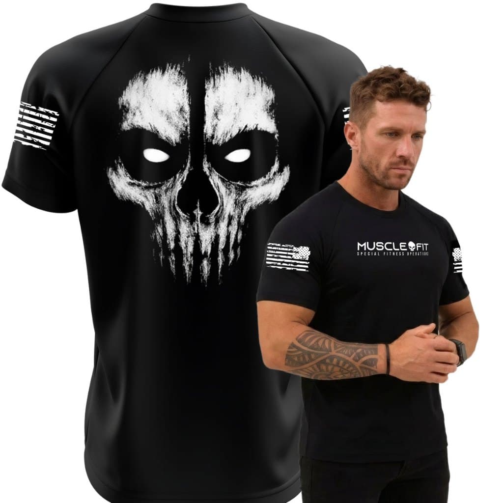 Camiseta Original Masculina Dry Fit Caveira Ghost Night Treino Bope Caveira Militar Muscle Fit