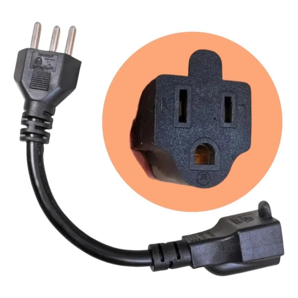 Adaptador Tomada Pino Chato Americano Para 20a Pino Grosso Air Fryer Secador Reforçado