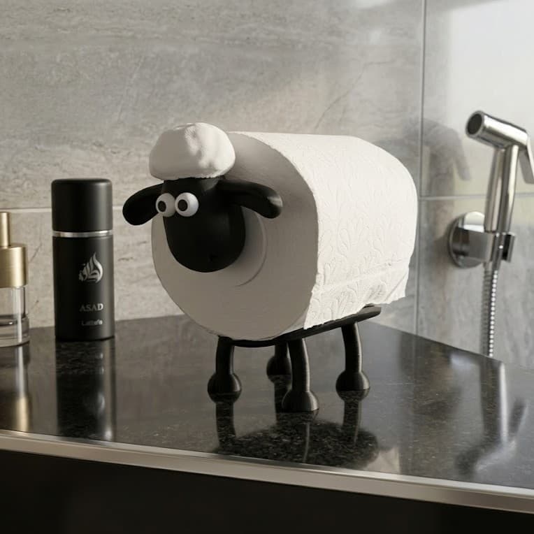 Porta Papel Higiênico Ovelhinha 3D Decorativo Suporte Rolo Banheiro Lavabo Divertido