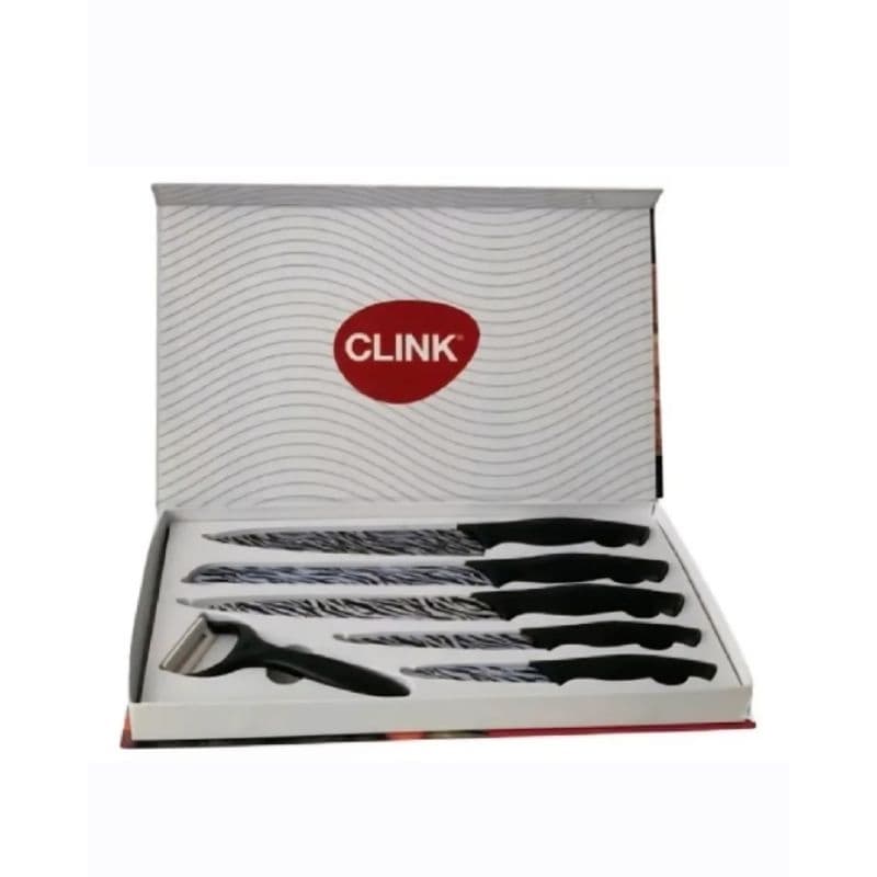 Kit Cozinha 6 Peças Clink Aço Inox – 5 Facas + Descascador | Corte Preciso e Design Moderno