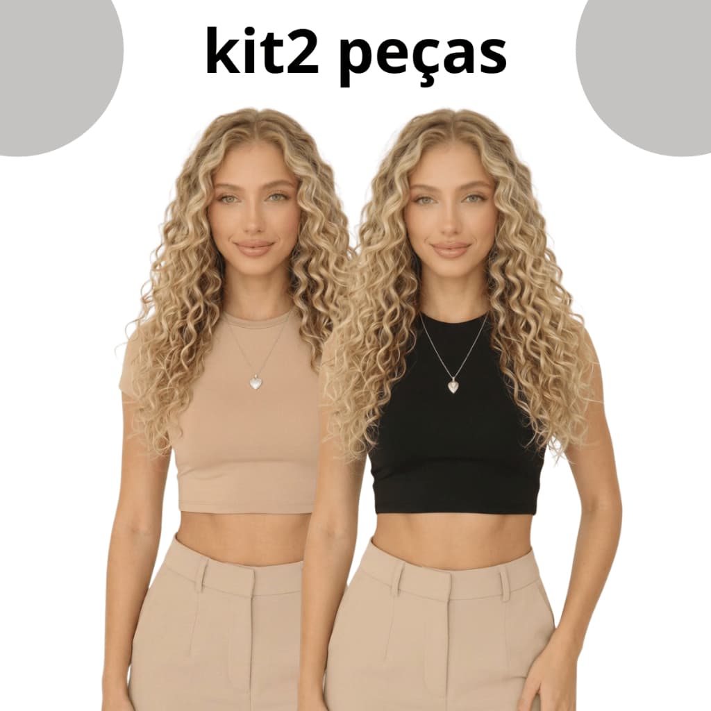 Kit2 Regata Top Cropped Blusinha Feminina Forro Duplo Básica Elegante Moda Premium Para Academia Festas Preto Marrom