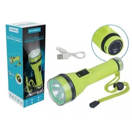 Lanterna De Mergulho LEON GTS Pesca Led Recarregável Usb 30m Prova Dágua Profissonal