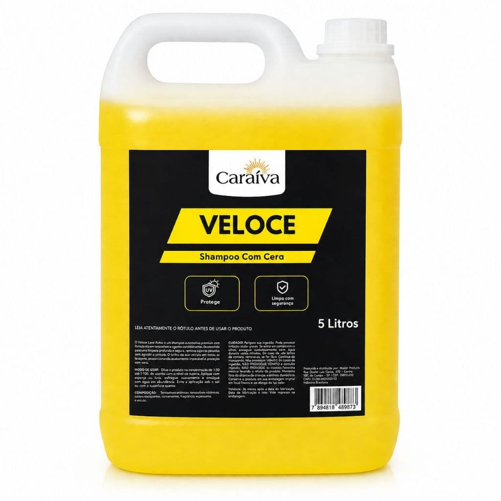 SHAMPOO AUTOMOTIVO COM CERA LAVA AUTOS NEUTRO 5L CONCENTRADO ALTO RENDIMENTO CARAIVA