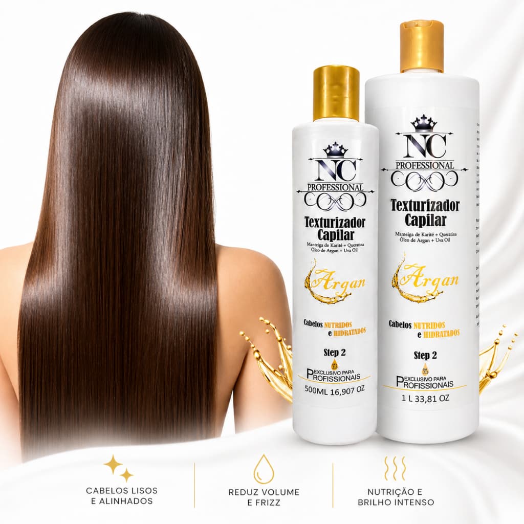 Progressiva Argan Alisa Cabelo Grosso Afro Sem Frizz Brilho Intenso Reduz Volume Profissional