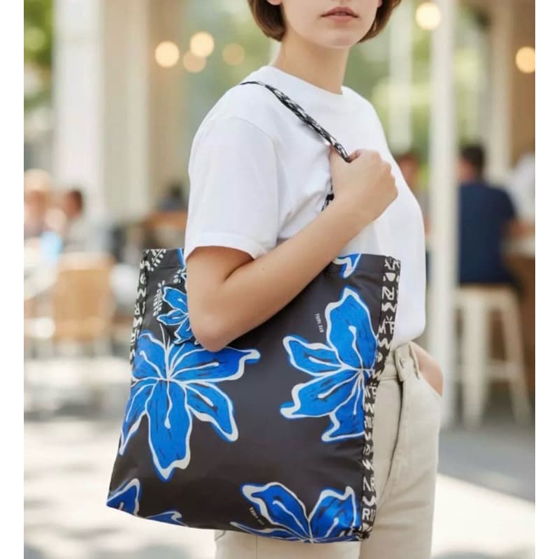 Bolsa Com 2 Alça + Chaveiro Porta Moeda Flor Farm Rio 1 Unidade Tactel 41cm x 7cm x 21cm