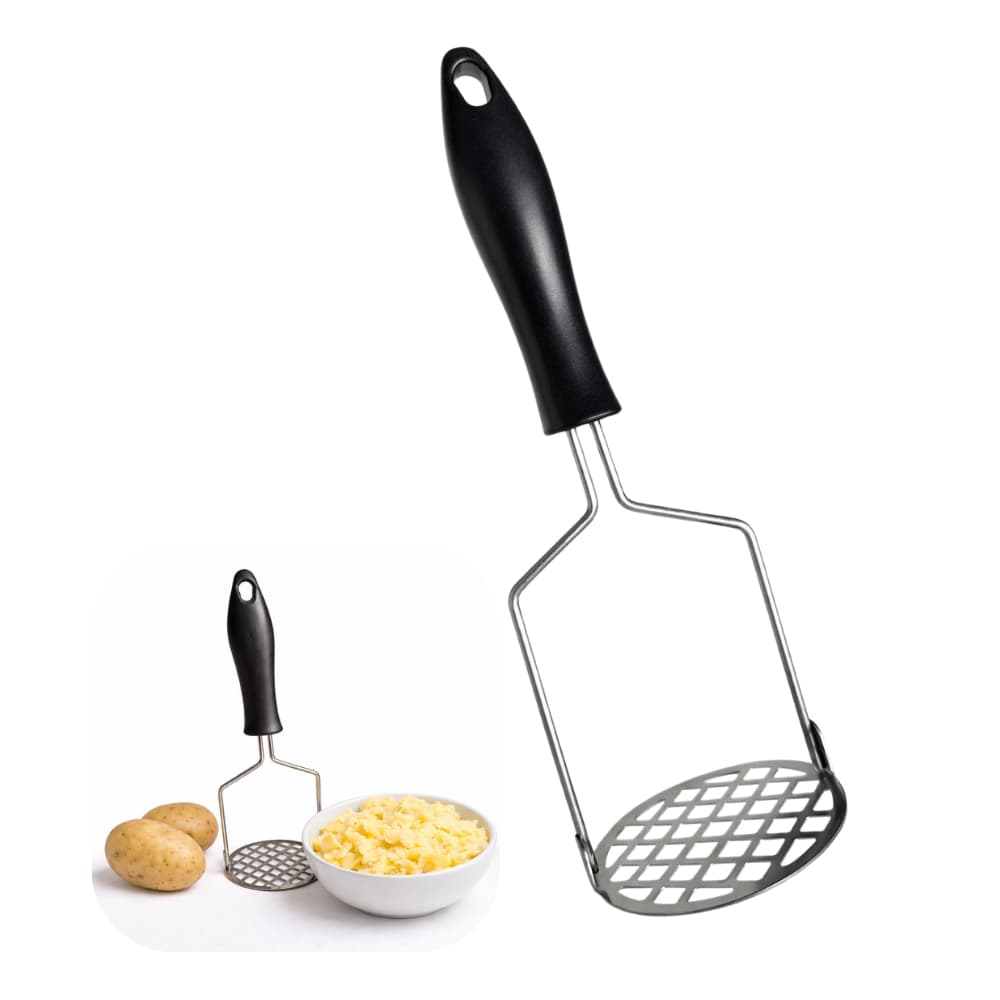 Amassador de Batata Inox Manual Resistente Cabo Ergonômico Cozinha Profissional Premium