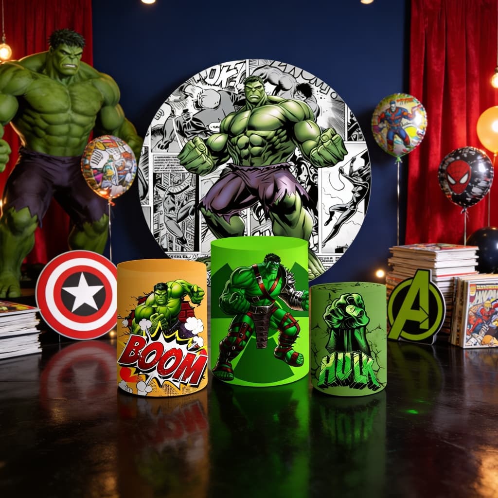 Capas Trio Cilindro Painel Redondo Herói Verde