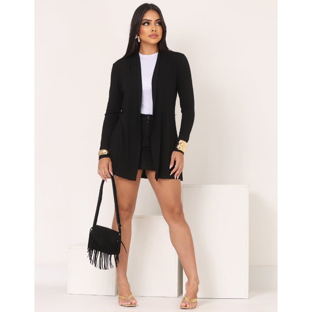 Cardigan Feminina de Inverno Manga Longa Elegante e Chique P ao GG Várias Cores