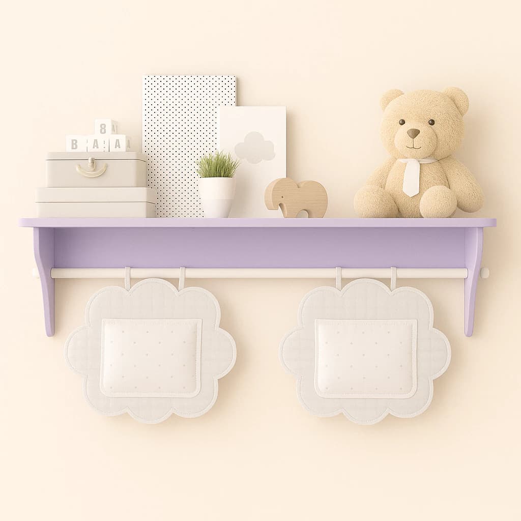 Prateleira Porta Fraldas Varão 1M Quarto De Bebê - Varias Cores- MDF