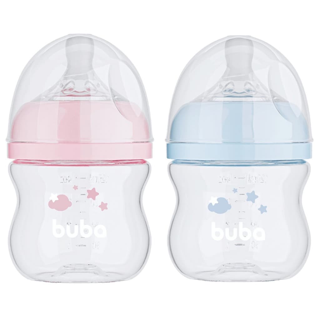 Mamadeira Buba Easy Flow Anticólica 120ml RN Rosa Azul
