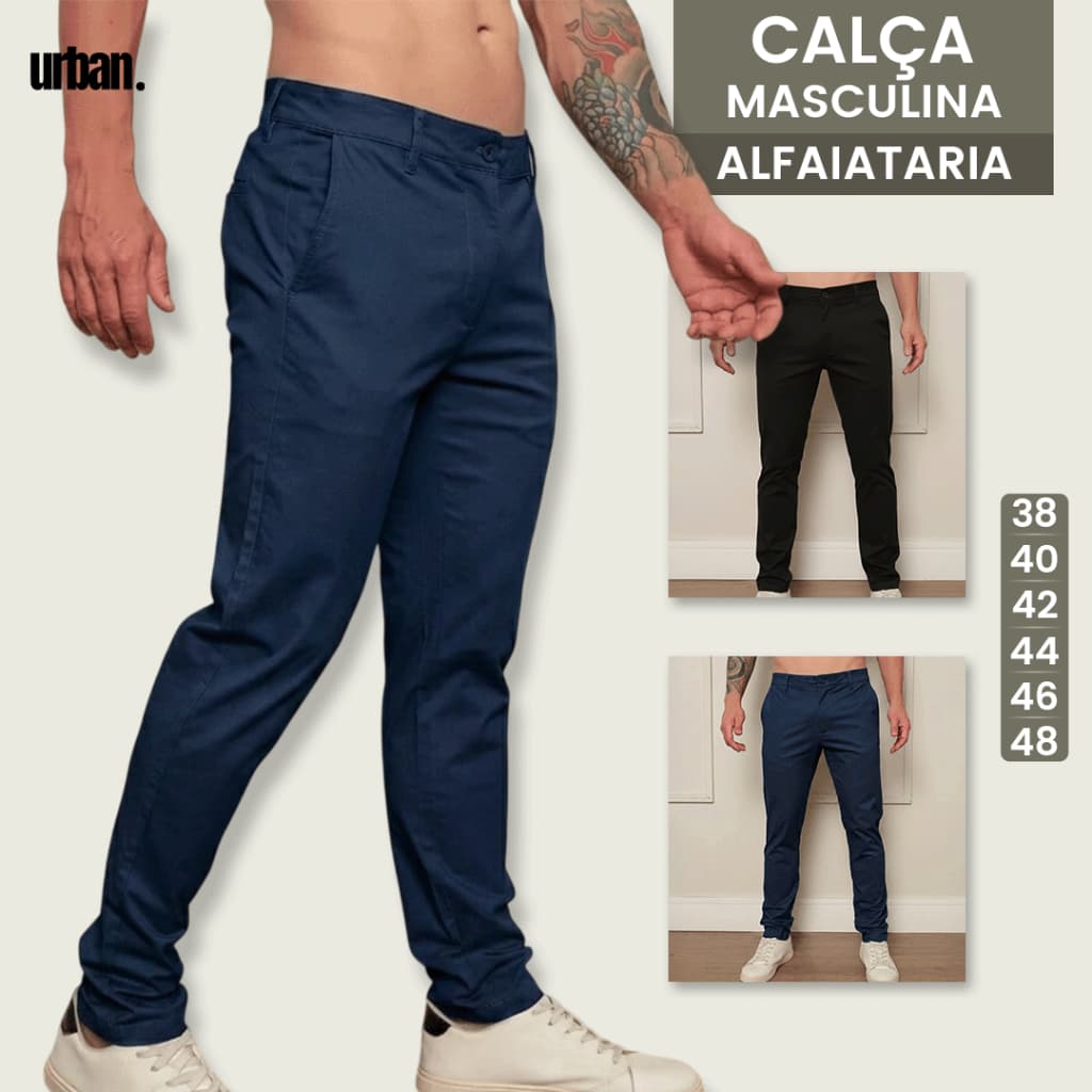 Calça Masculina Alfaiataria Social Slim Qualidade Premium Esporte Fino Bolso Faca