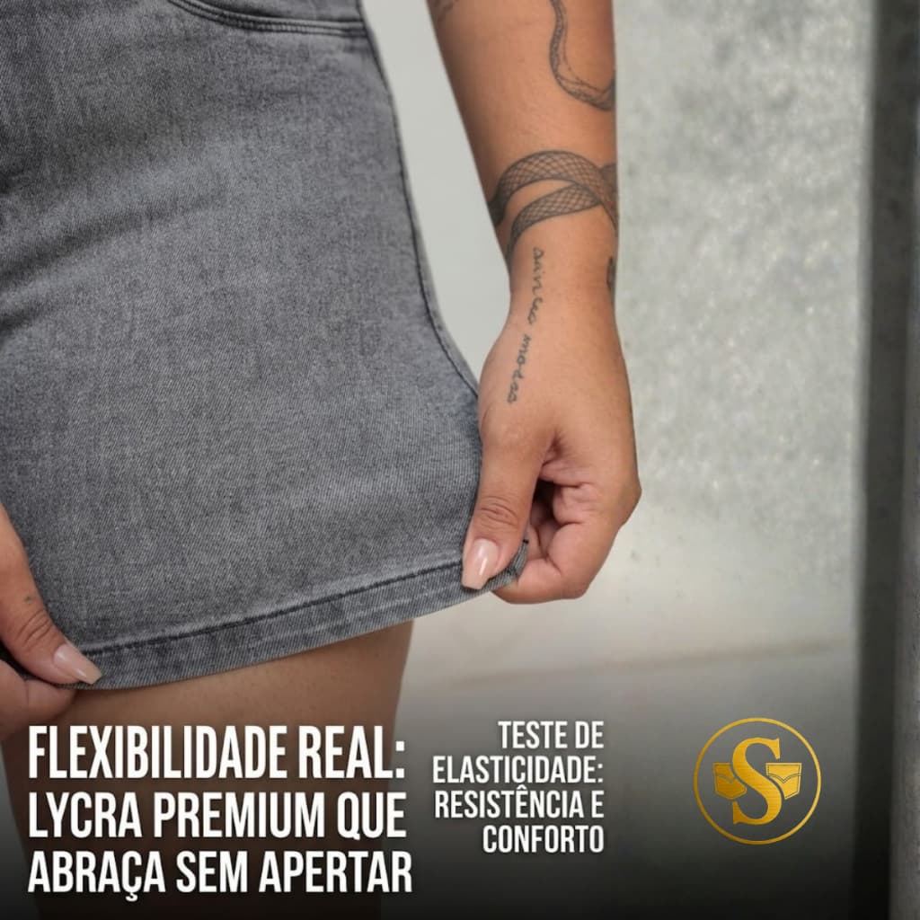 Bermuda Jeans Plus Size Meia Coxa Lycra Cintura Alta Modela o Corpo Veste Bem Oferta 46-54 Grafite