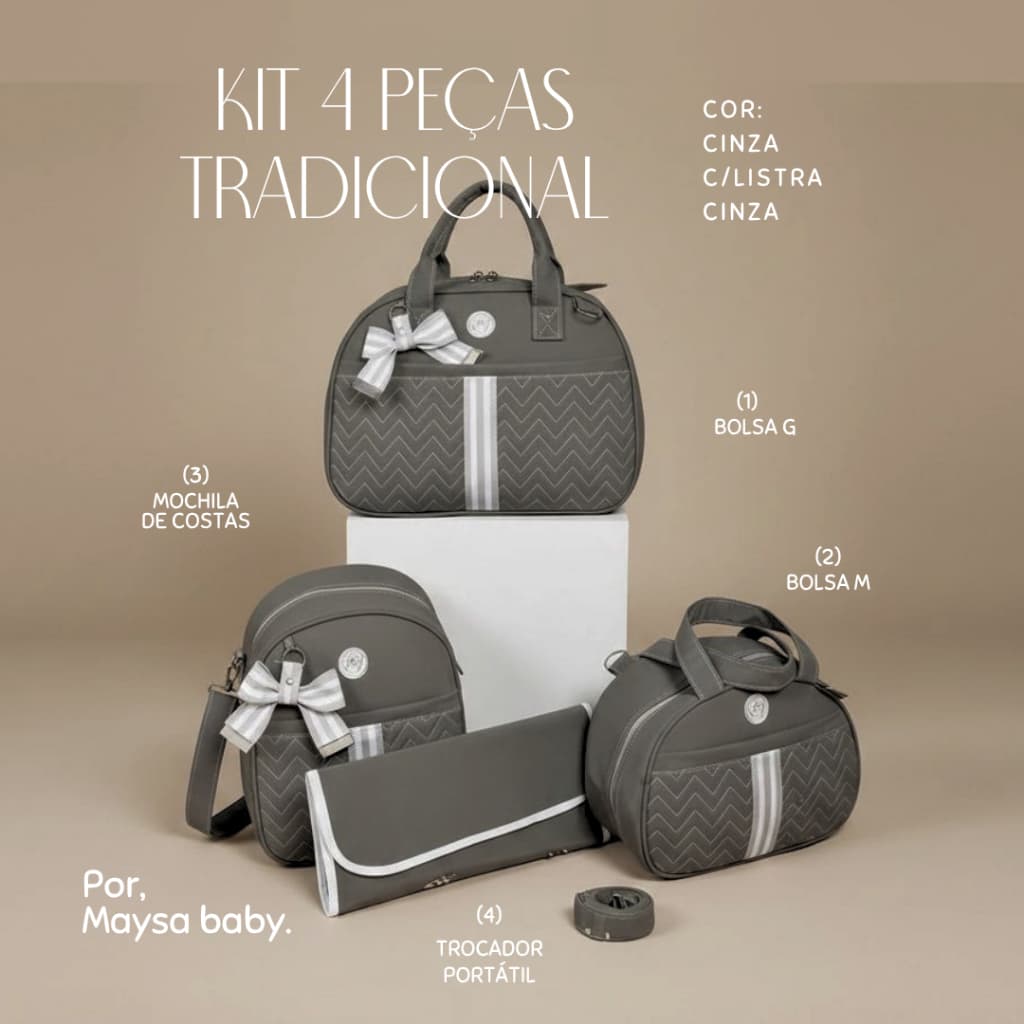 BOLSAS MATERNIDADE REDONDA COM FITAS 4 PEÇAS