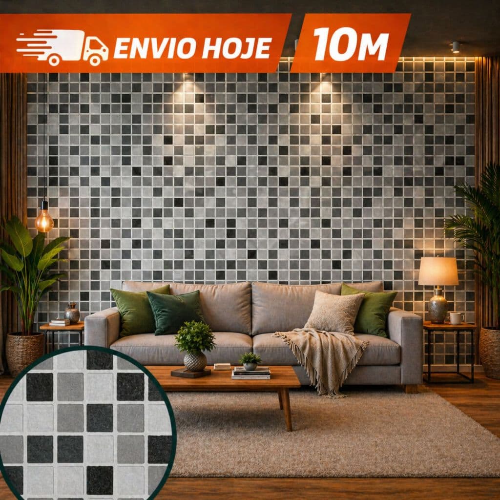 Papel de Parede Adesivo Lavável Texturizado Pastilhas Banheiro Cozinha Box Impermeável