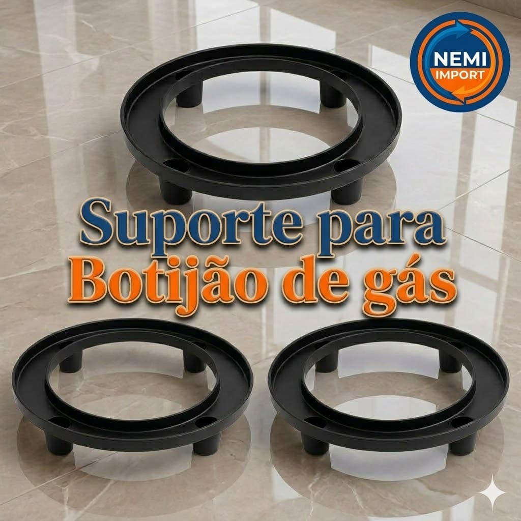 Suporte Botijão de Gás e Vasos Plantas Preto Com Pezinhos Premium Injeplastec