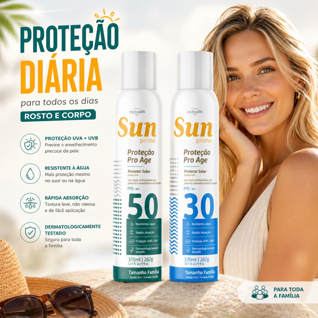 Protetor  Solar Em Spray 370ml Praia e Piscina  Resiste a Àgua Evita O Envelhecimento Antioxidante