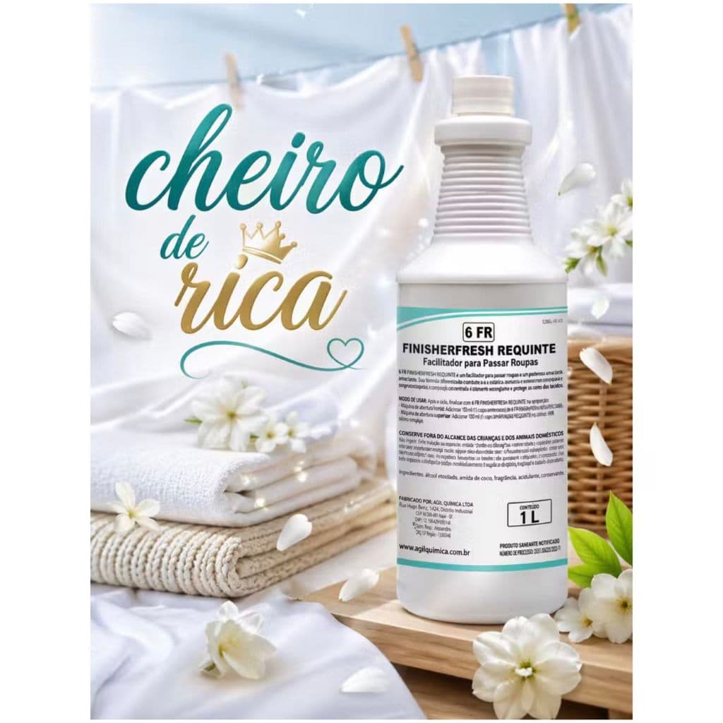 FINISHERFRESH BOUQUET 1L FACILITADOR DE PASSADORIA E CHEIRINHO DE CASA DE RICA E ODORIZANTE AMBIENTE