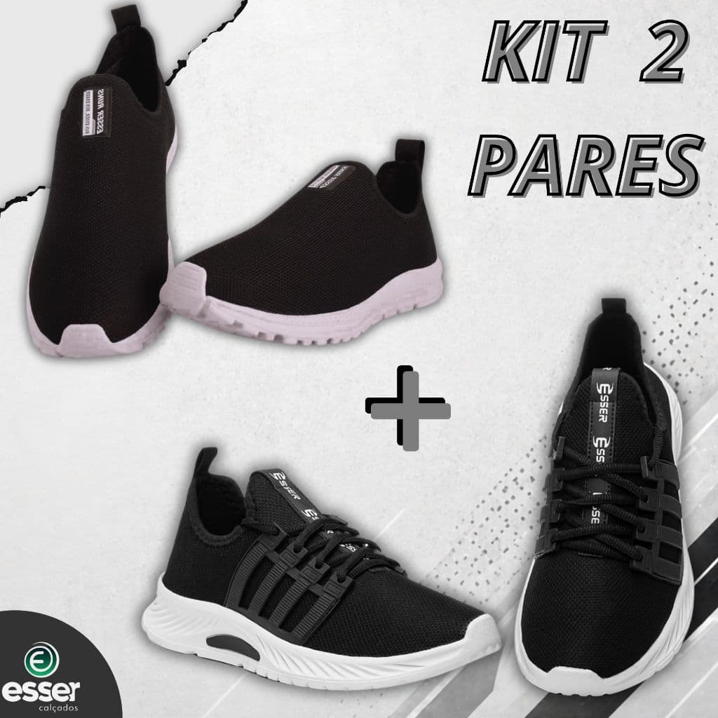 Kit 2 Tênis Feminino Esportivo e Casual Lançamento Caminha Academia Corrida Trabalho Dia a dia