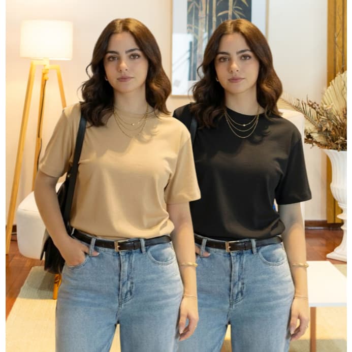Kit 2 Camiseta Básica Masculina e Feminina Unissex Streetwear T-Shirt Lisa 100% Algodão Promoção