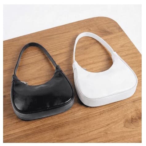 Bolsa Meia Lua de Ombrinho Pequena Femenina Alça Curta Branca ou Preta (Envio Aleatorio!!)