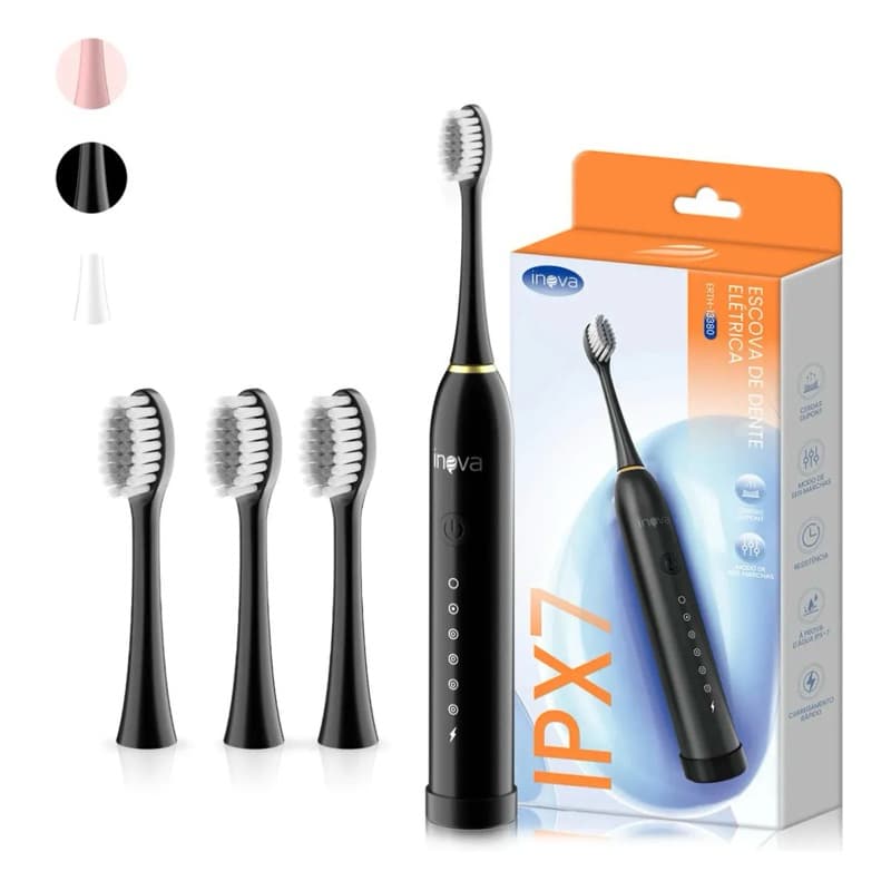 Escova Dental Elétrica USB Carga 6 Engrenagem À Prova D"água 4 Escovas Cabeças De Substituição