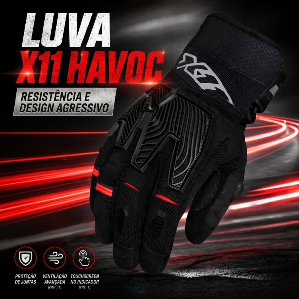 Luva X11 - Havoc - Motociclista - Couro - Moto
