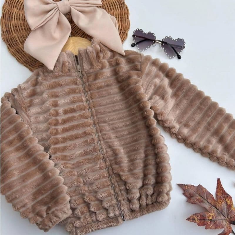 Casaco Infantil Teddy Pelinho Soft Jaqueta Puff Menina Roupa de Frio Quentinha Aveludado