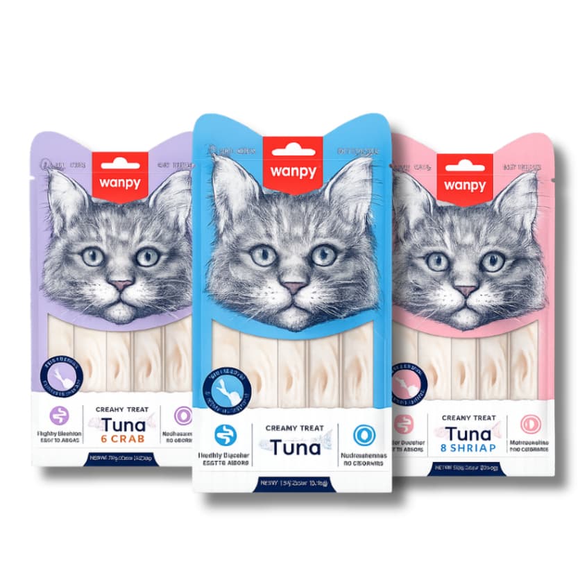 Kit 3 Pacotes Petisco Sachê Creamy 70g com 5un cada para Gatos