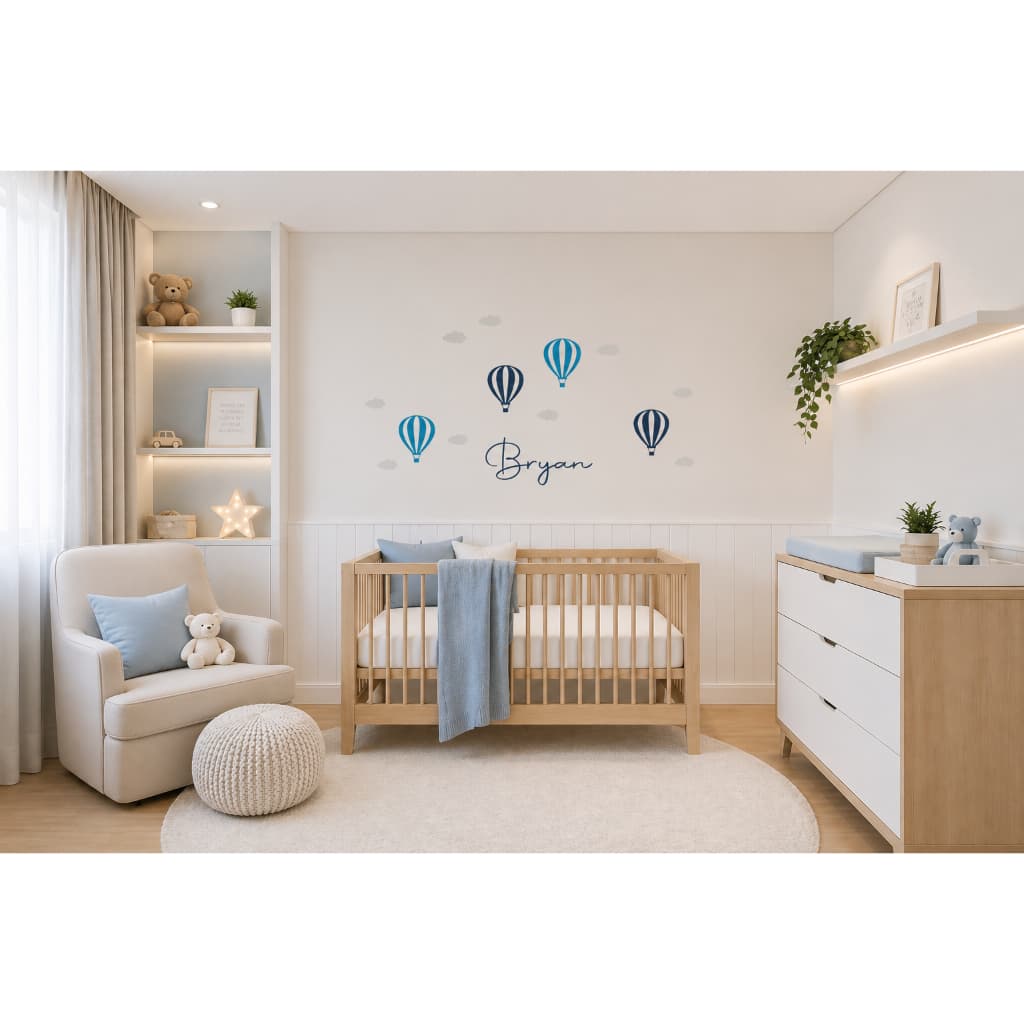 🌟 Adesivo de Parede Infantil Balões + Nome Personalizado 🌟