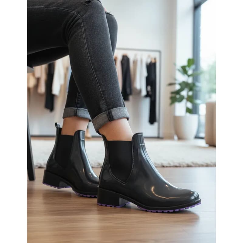 Bota Galocha Feminina Cano Curto Chelsea Elástico Tratorada Moda