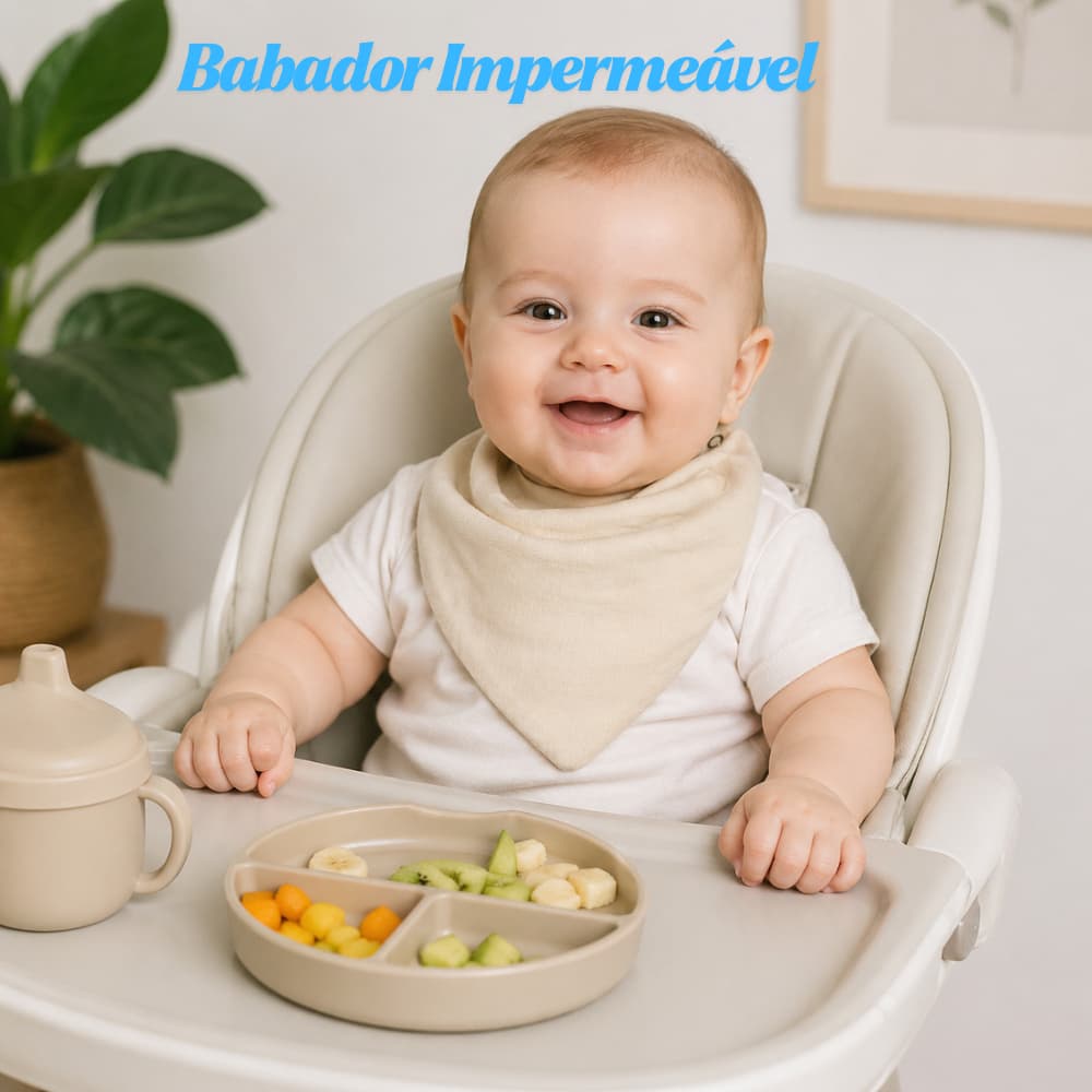 Babador Bandana Impermeável Para Bebe Atoalhado Com Botão Para Alimentação Uma Peça Menina Menino Infantil