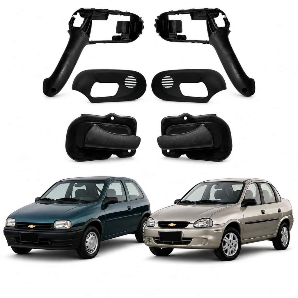 Kit 6 Peças Puxador Interno Corsa Classic 94 a 2010 Maçaneta Moldura Porta GM Encaixe Perfeito Novo