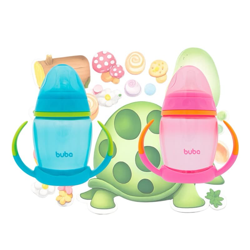Copo Infantil Buba 250ml  treinainamento alca removivel com Bico de Silicone Macio e Anatômico