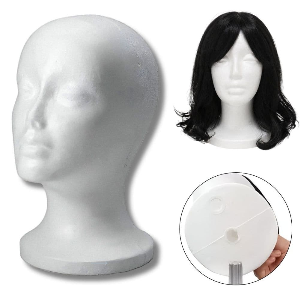 Cabeça De Manequim Isopor Feminina Para Peruca Lace Front Prótese Capilar
