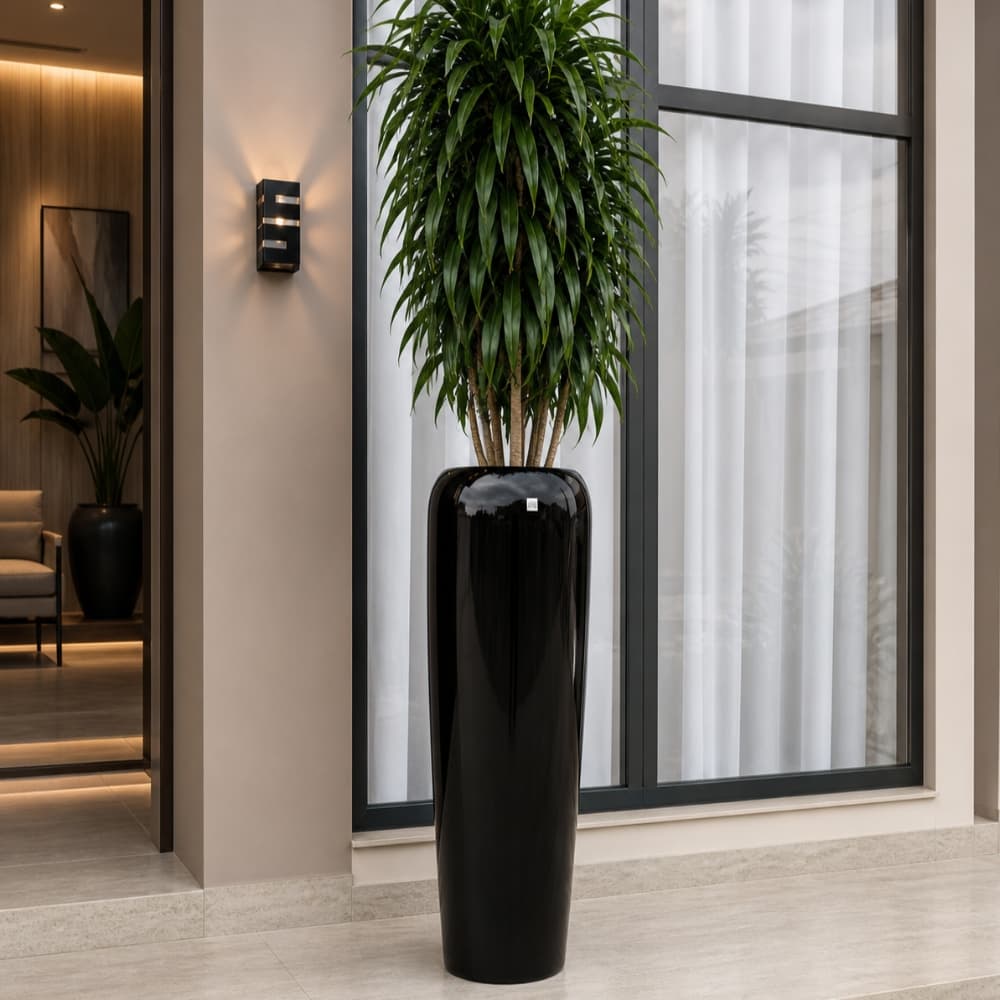 Vaso De Planta Grande Fibra De Vidro Vietnamita 115cm Luxo