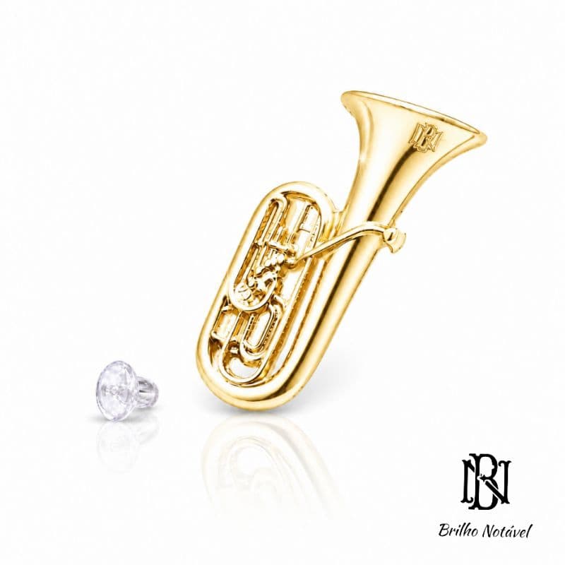 Broche minimalista tuba flash de ouro
