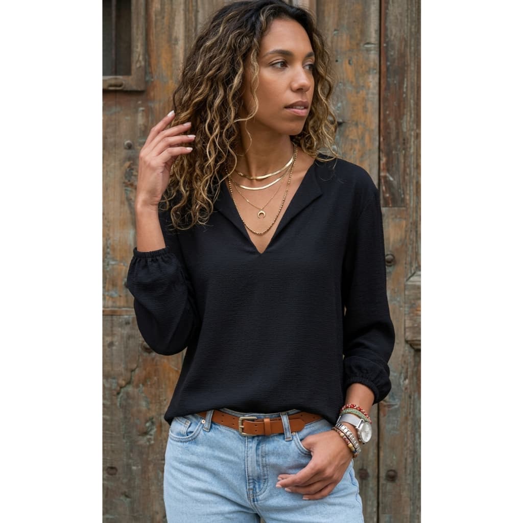 Blusa Social Festa Gola V Chique Elegante Confortável