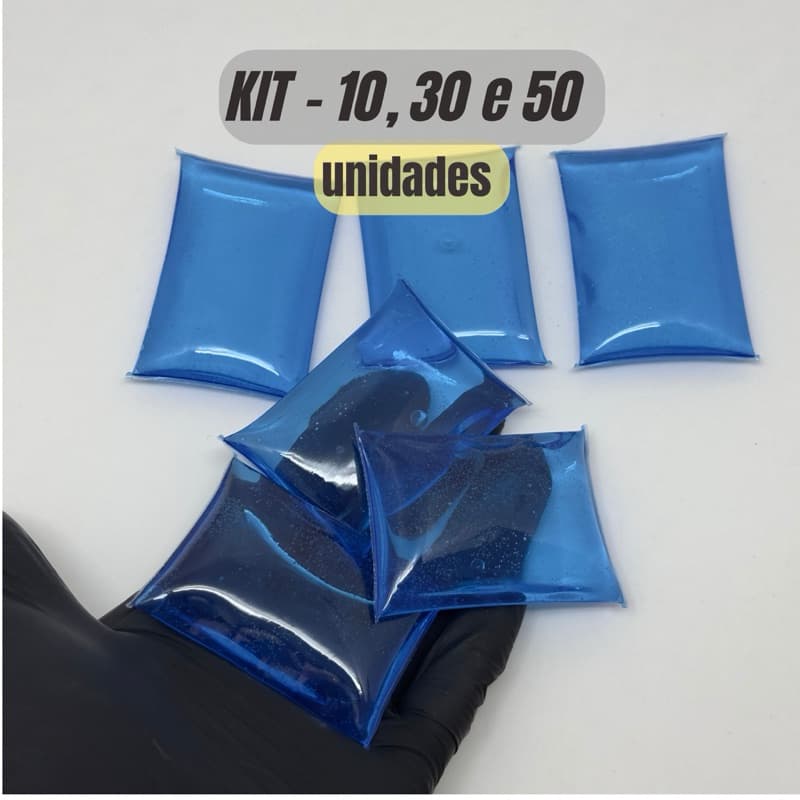 Gel Térmico Reutilizável Azul Sachê 5x6,5cm - Gelo para Lancheira Odonto Estética