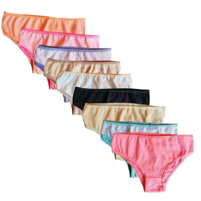 Calcinha Infantil Juvenil Menina - Kit 10 pçs - 3 a 12 anos - Algodão com Forro - Lindas cores