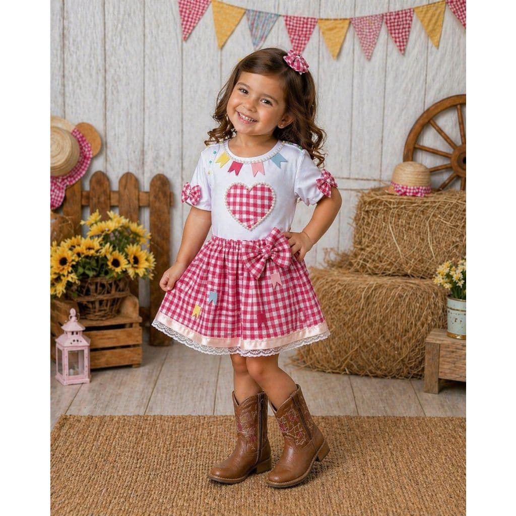 Fantasia Junina roupa Caipira vestido de quadrilha Arraiá Infantil